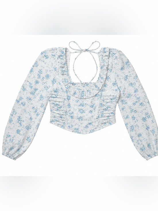 Free People Tops - Free People Another Life Floral Peasant Top Cottagecore Blue S